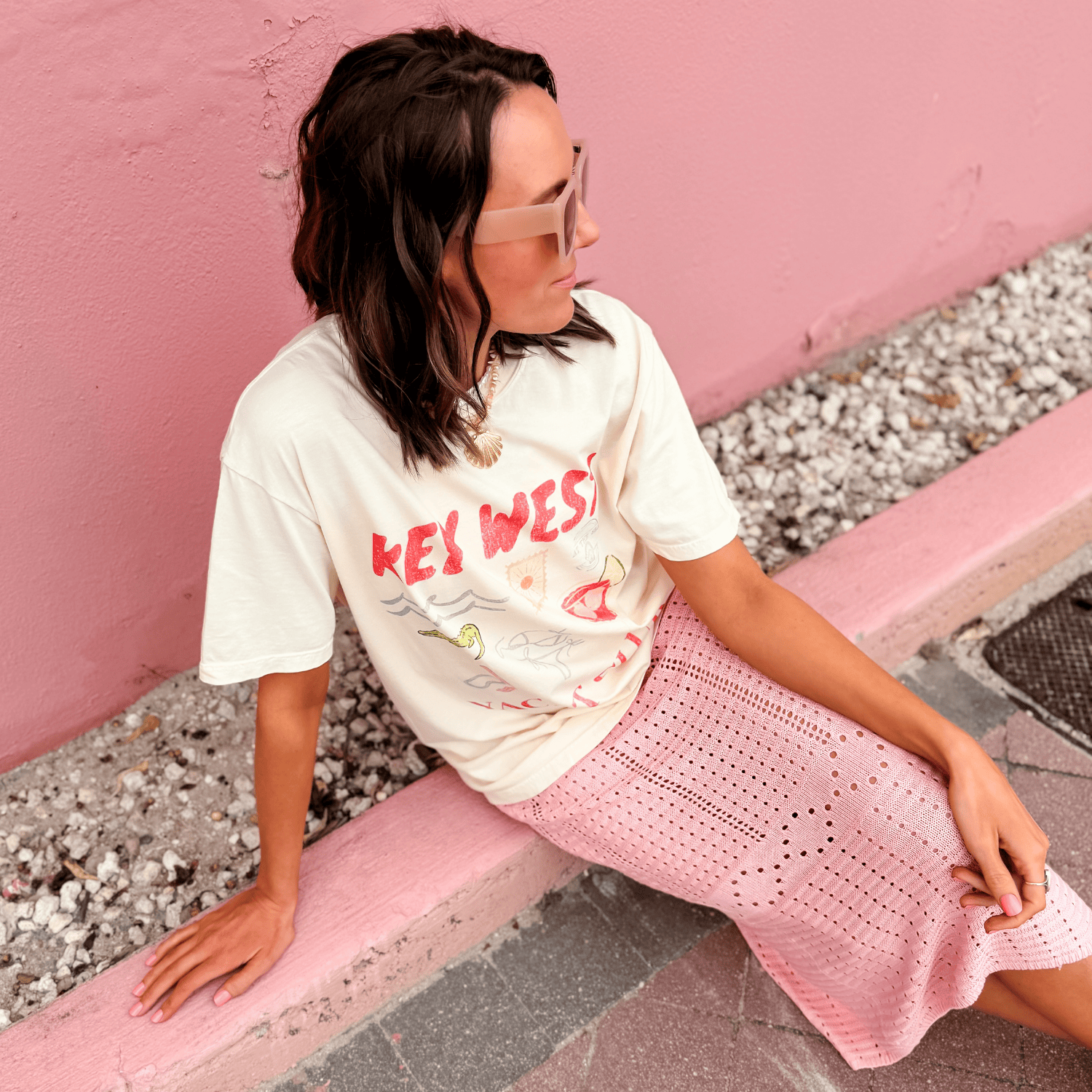 model wearing Key West Yacht Club Tee