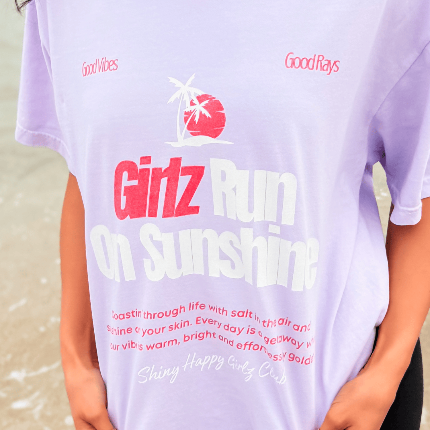 model wearing Girlz Run On Sunshine Tee