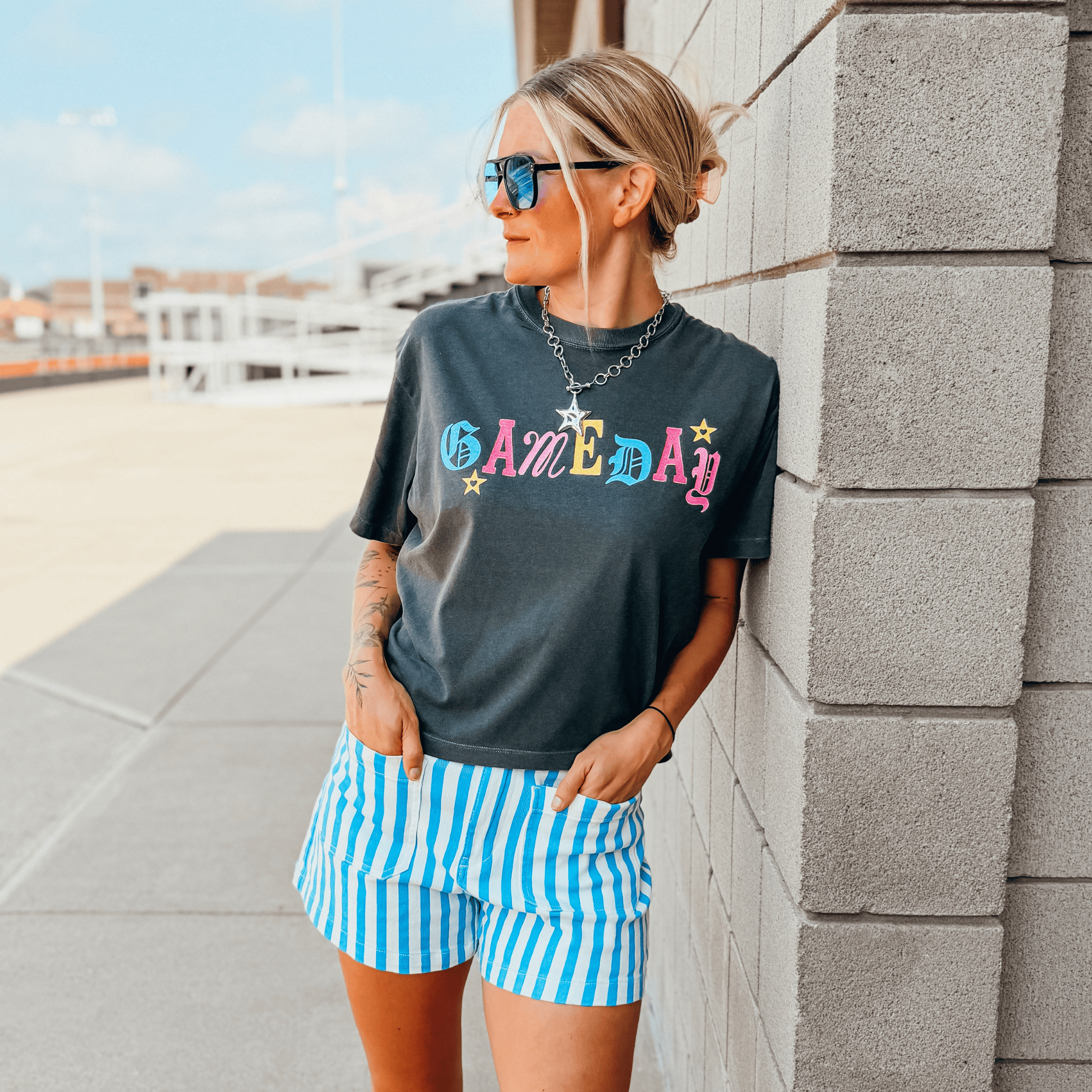 Colorful Gameday Cropped Tee