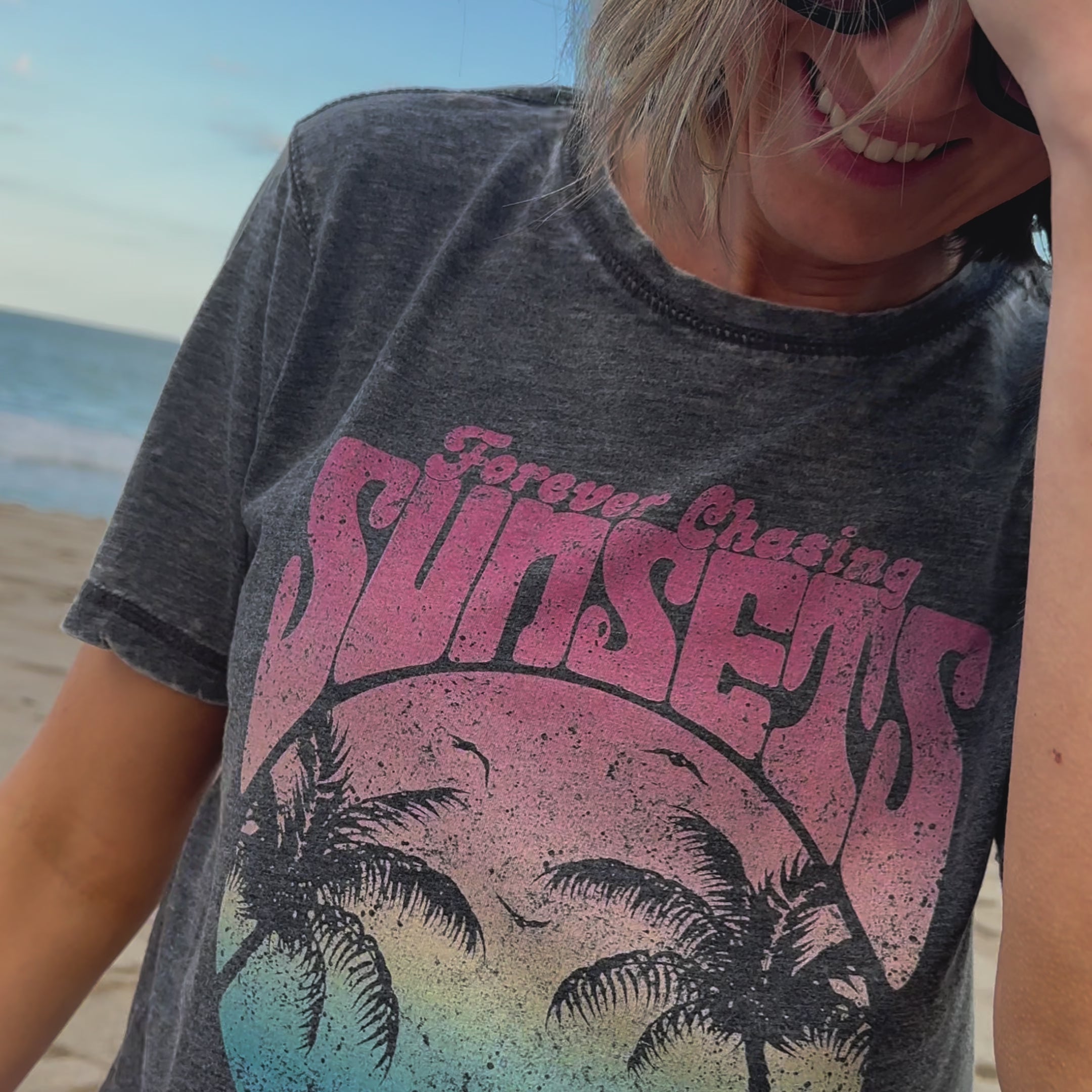 Forever Chasing Sunsets Acid Wash Tee
