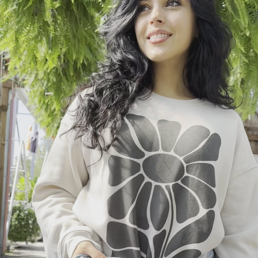 Black Retro Flower Sweatshirt