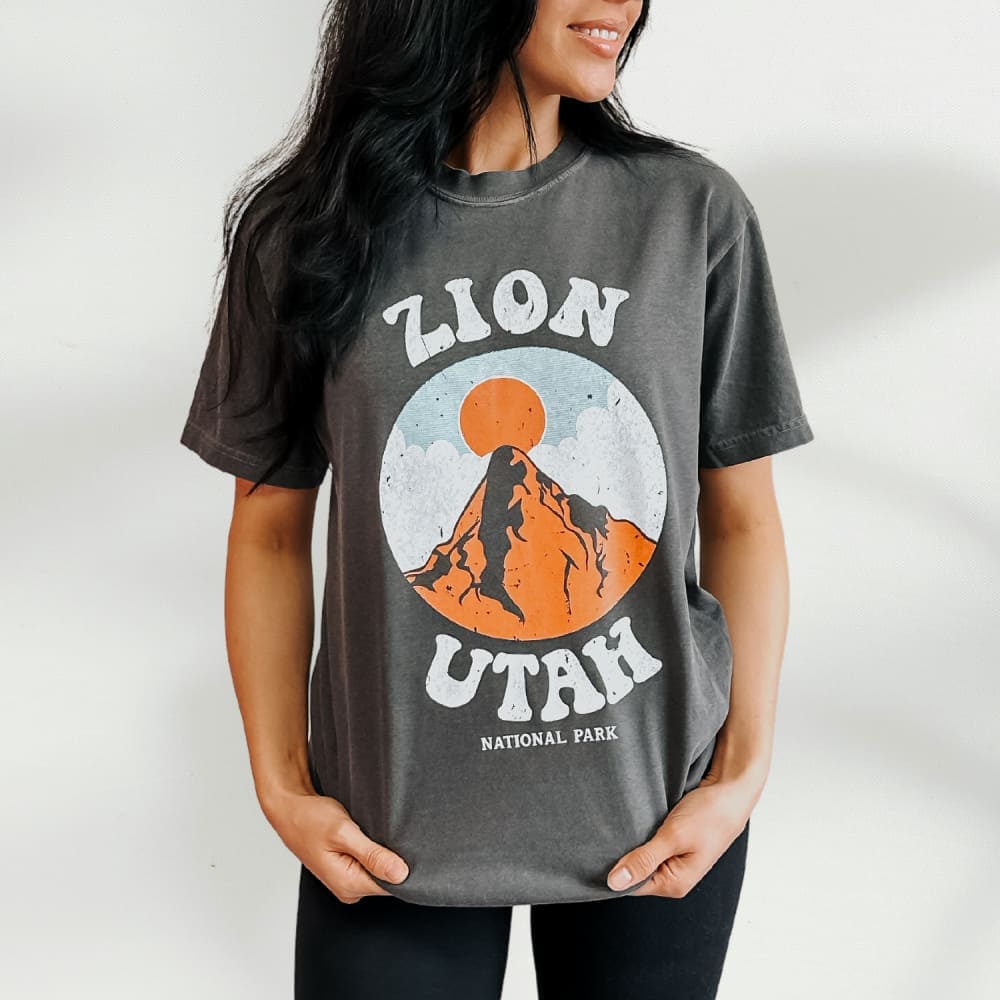 model wearing Zion National Park Tee