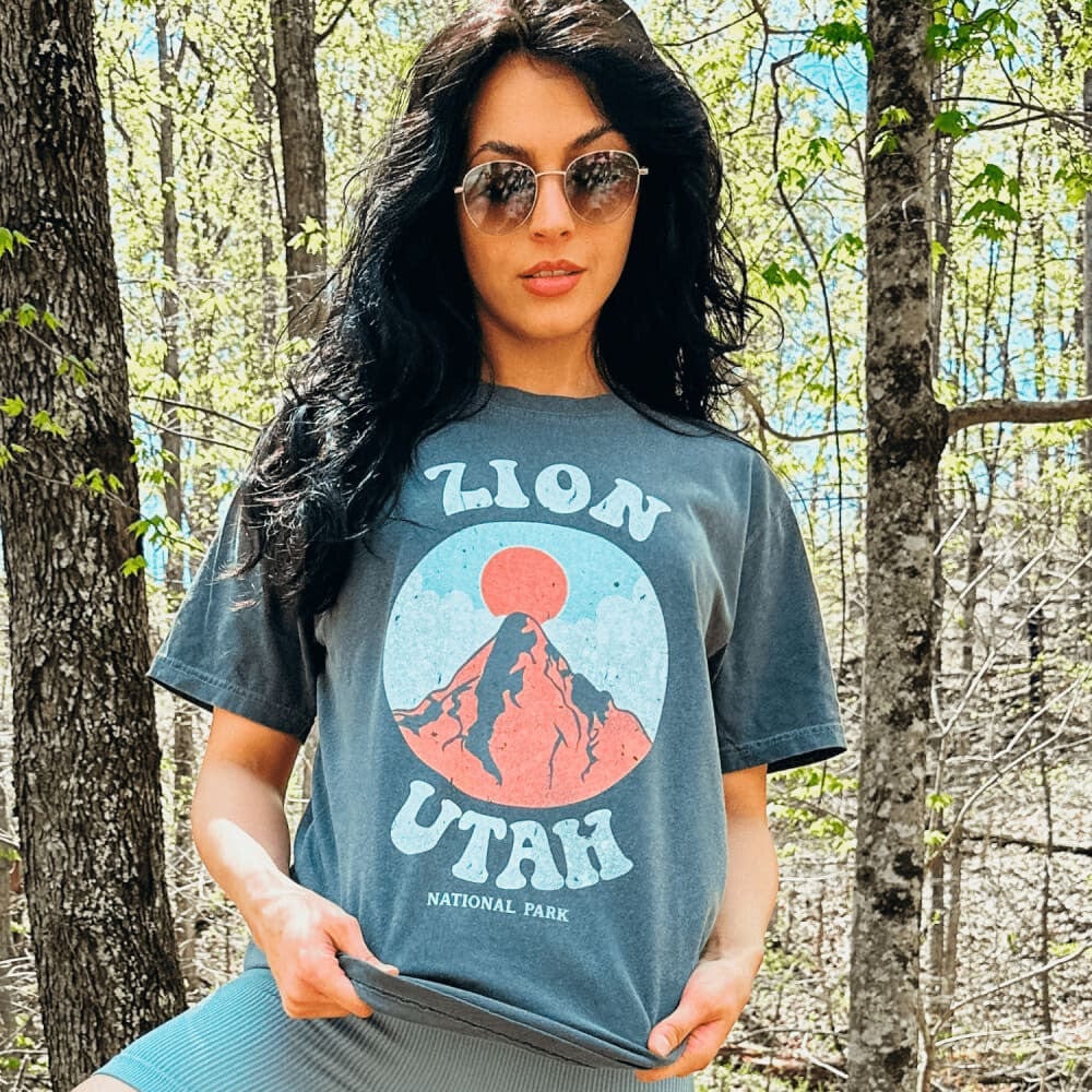 model wearing Zion National Park Tee