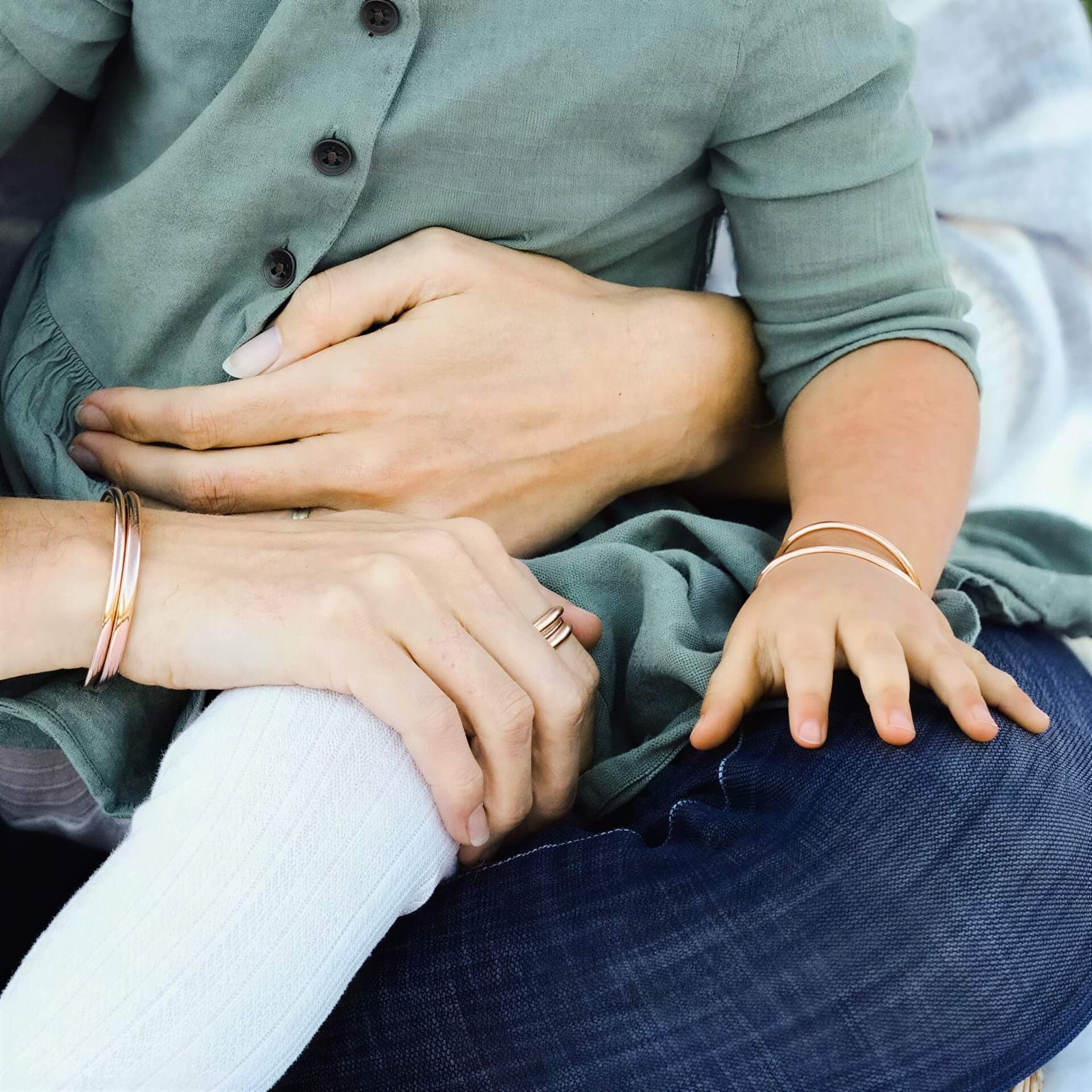 Personalized Rose Gold Mama & Me Set - Baby Bangles