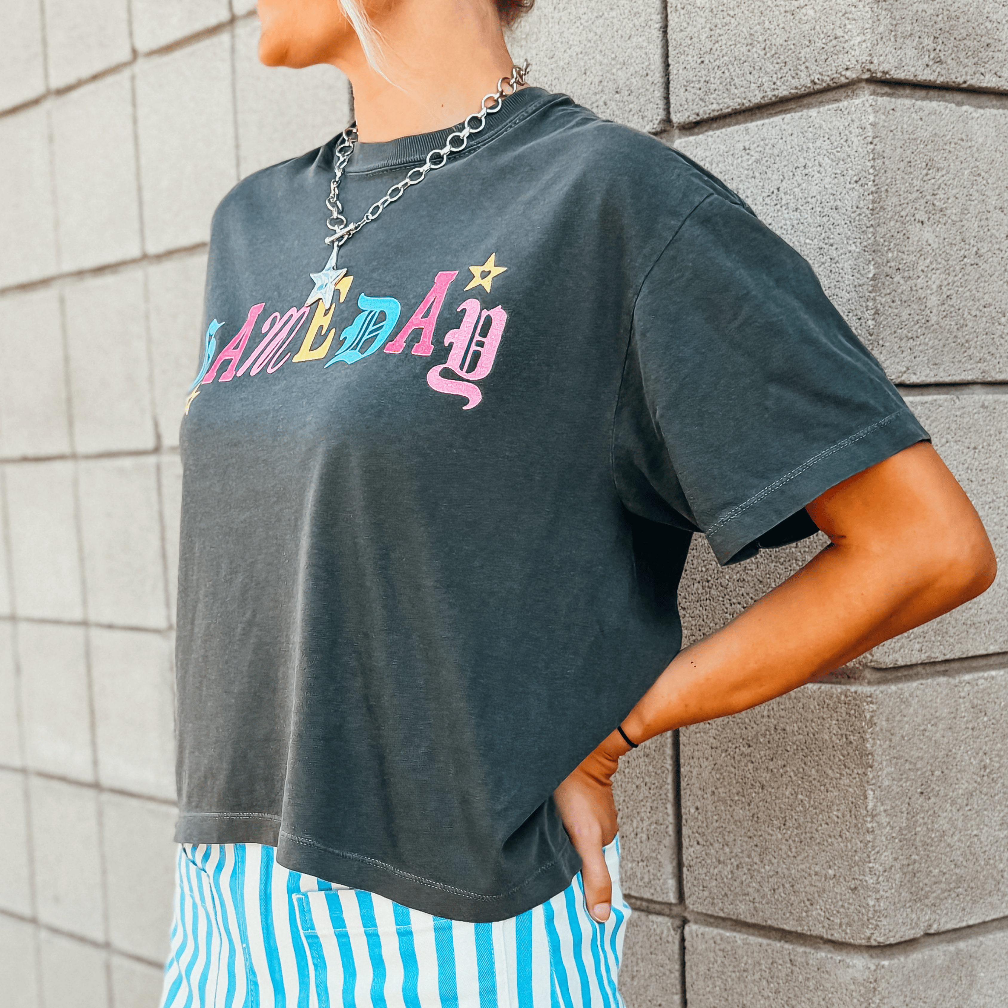 Colorful Gameday Cropped Tee