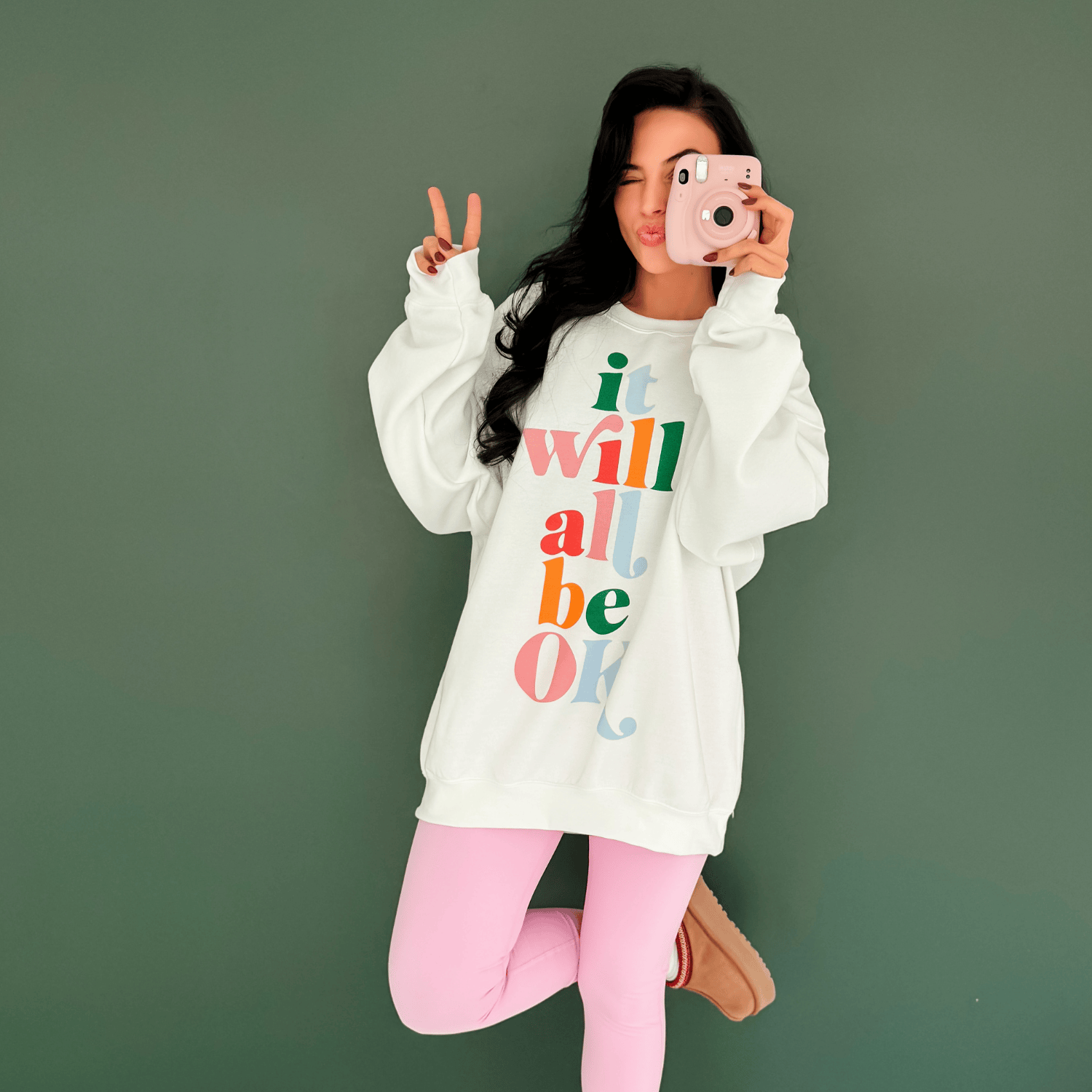 model wearing It Will All Be Ok Sweatshirt