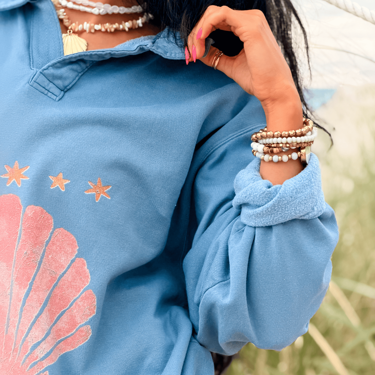 model wearing Out of Office Collegiate Crewneck