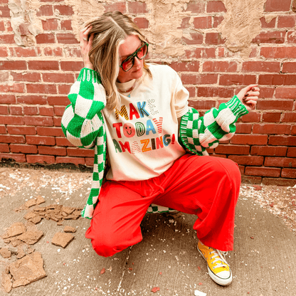 model wearing Make Today Amazing Tee