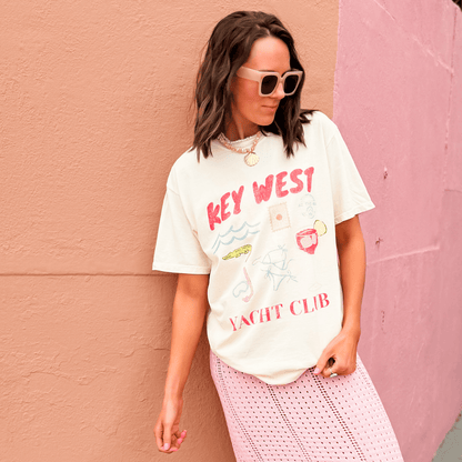 model wearing Key West Yacht Club Tee