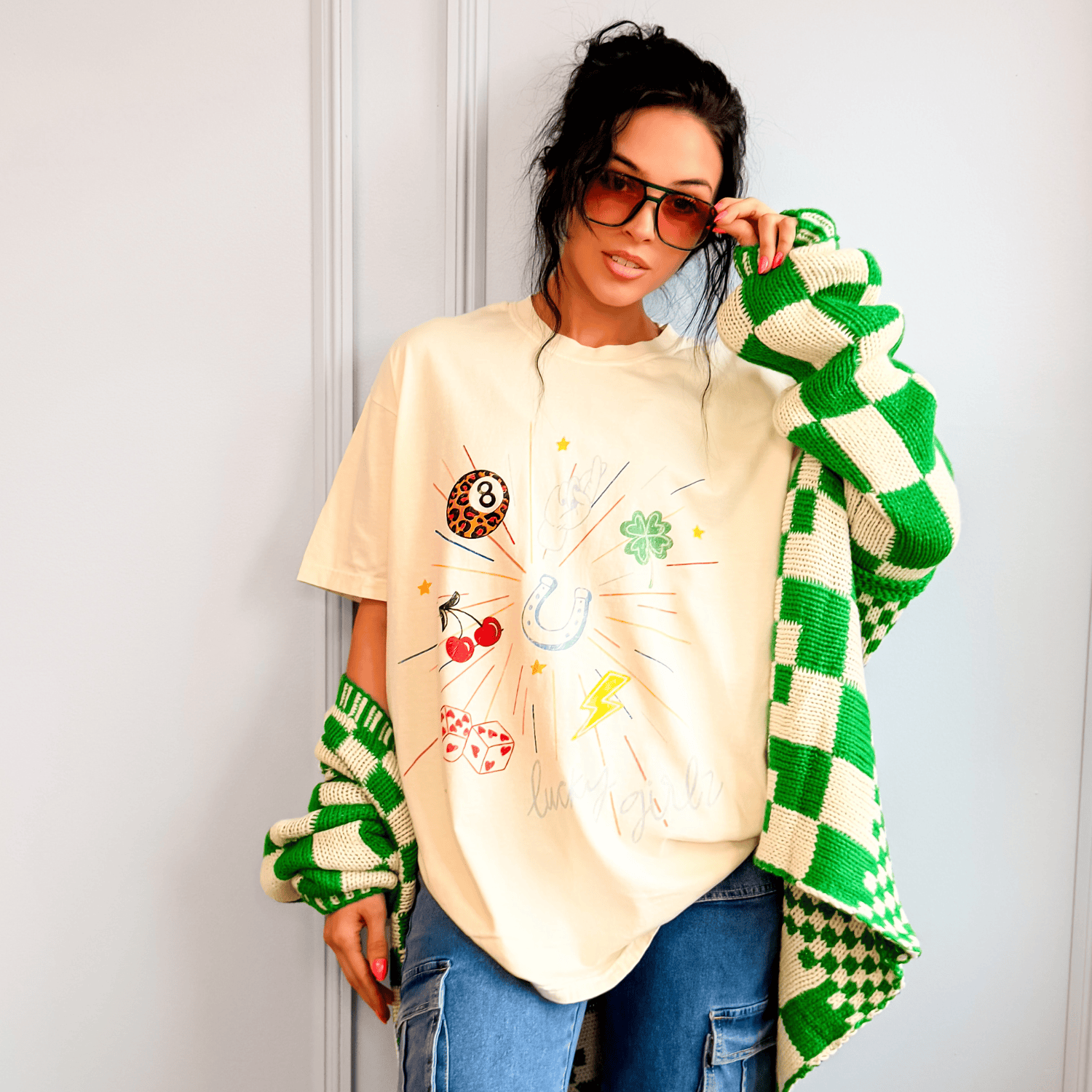 model wearing Lucky Girlz Tee