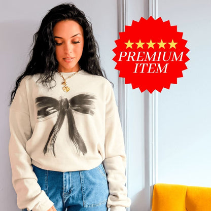 5 STAR! Grunge Black Bow Sweatshirt - Dust