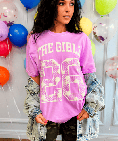 model wearing the girlz puff tee