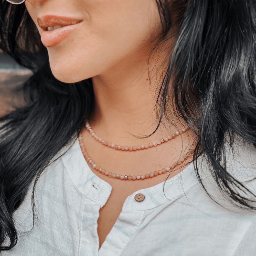 Beaded Sun Stone Necklace - Necklaces