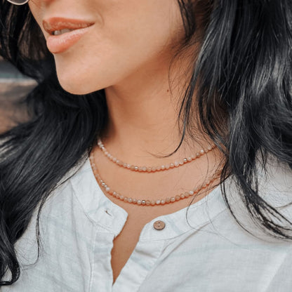 Beaded Sun Stone Necklace - Necklaces