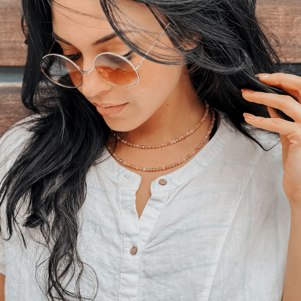 Beaded Sun Stone Necklace - Necklaces