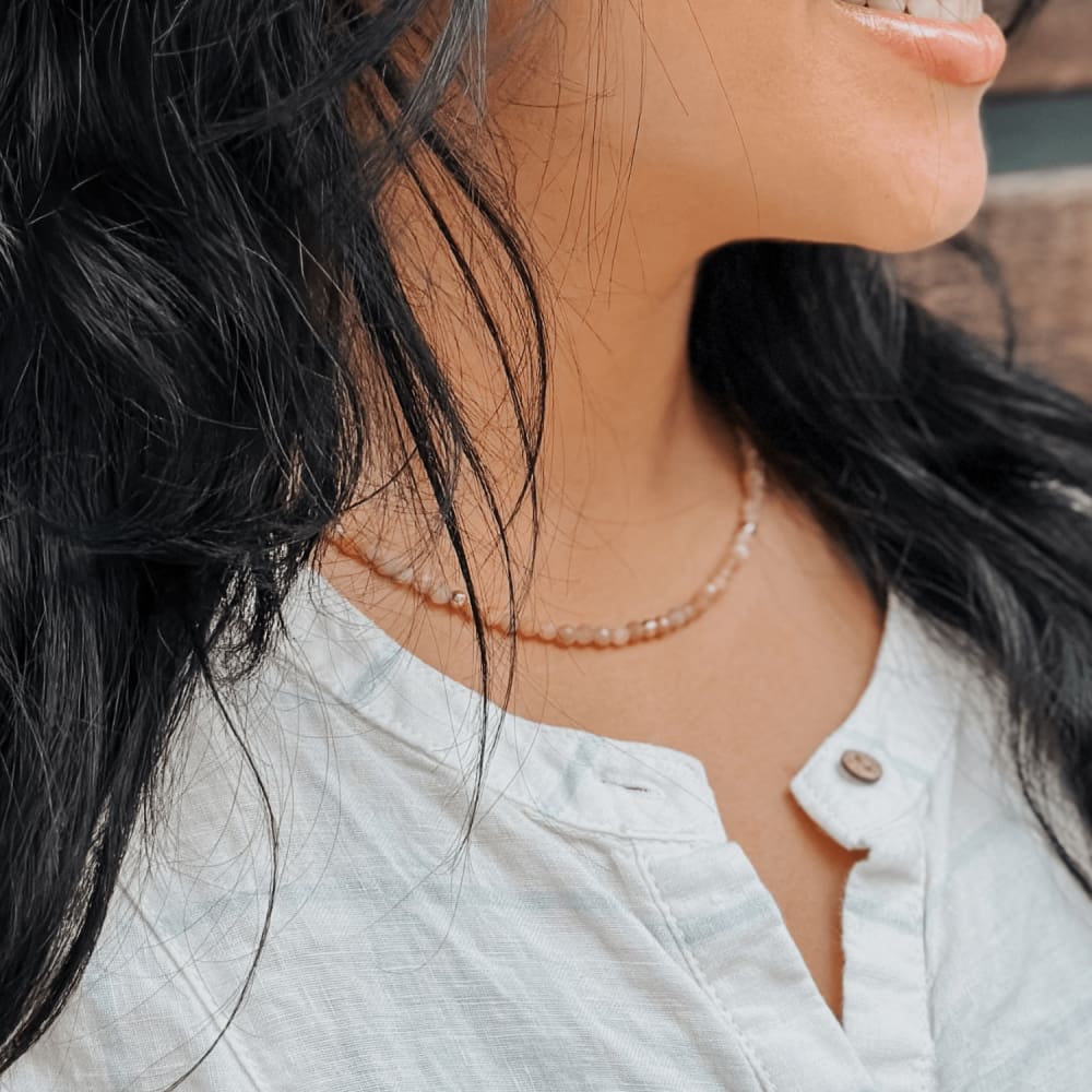 Beaded Sun Stone Necklace - Necklaces