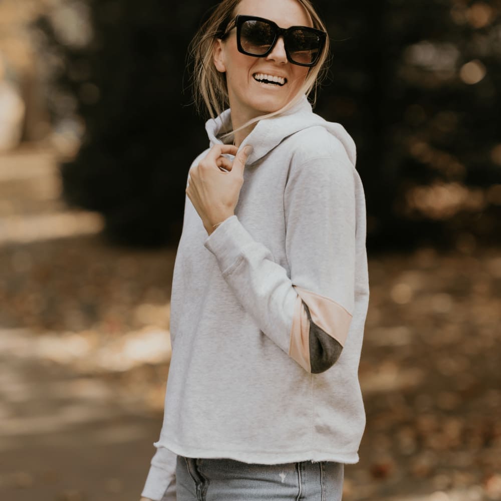 Cropped Color Block Sleeve Hoodie
