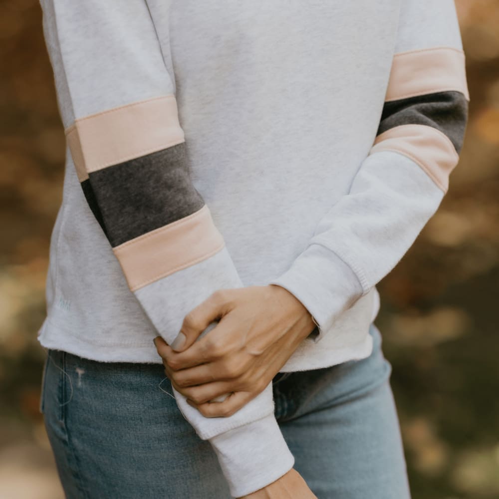 Cropped Color Block Sleeve Hoodie