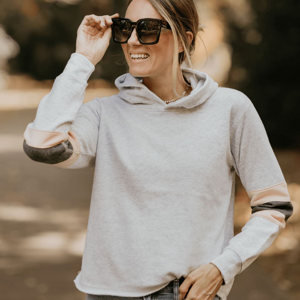 Cropped Color Block Sleeve Hoodie