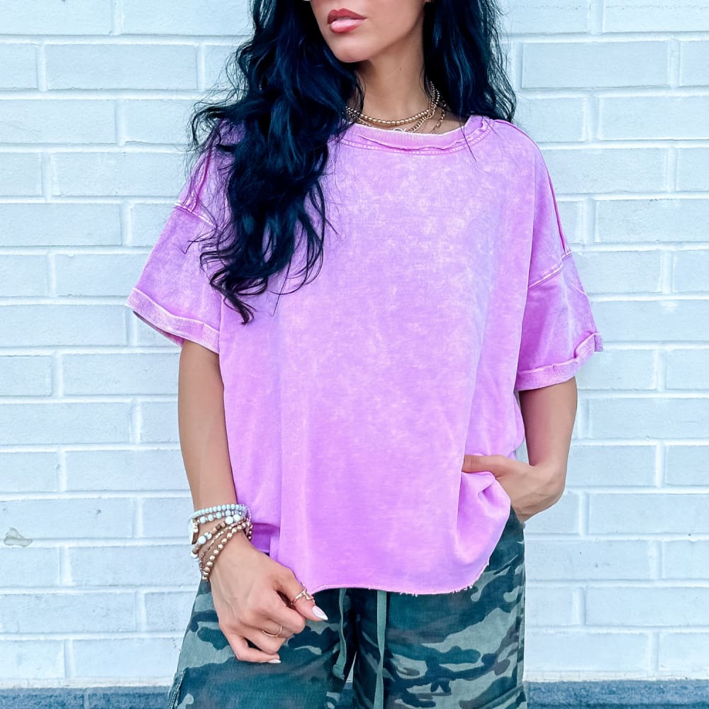 Dolly Terry Cropped Tee - Fuchsia