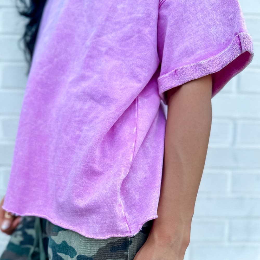 Dolly Terry Cropped Tee - Fuchsia