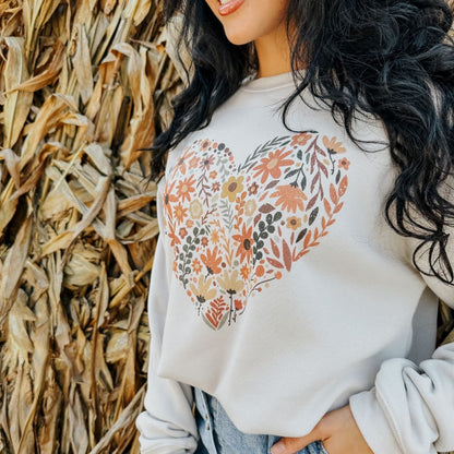 Fall Flowers Heart Sweatshirt