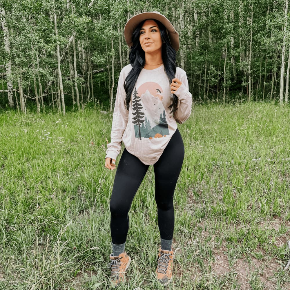 Forest Scene Long Sleeve - Pink Gravel - Mommy Apparel