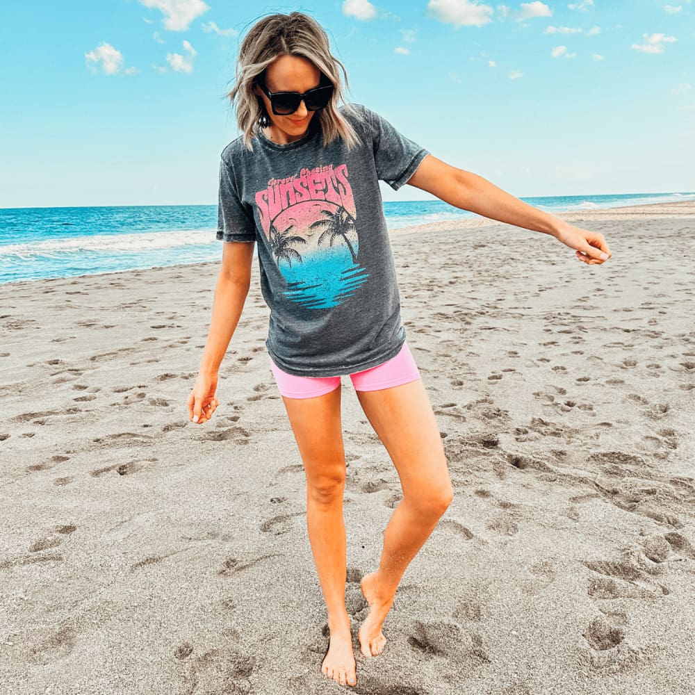 Forever Chasing Sunsets Acid Wash Tee - NEW