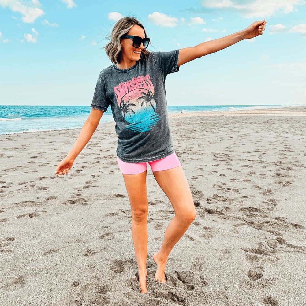 Forever Chasing Sunsets Acid Wash Tee - NEW