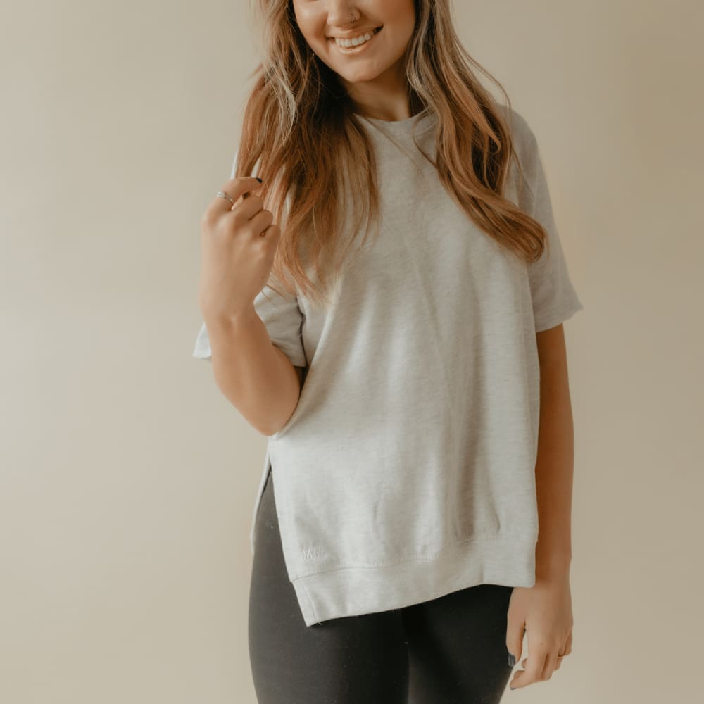 French Terry Short Sleeve Pullover - Small / Ash