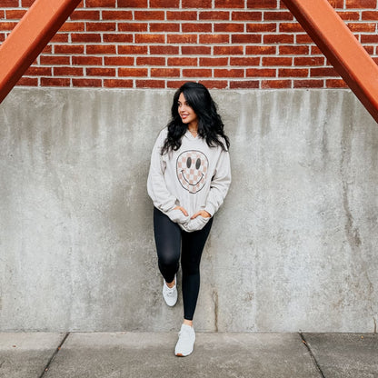 Neutral Checkerboard Smiley Hoodie