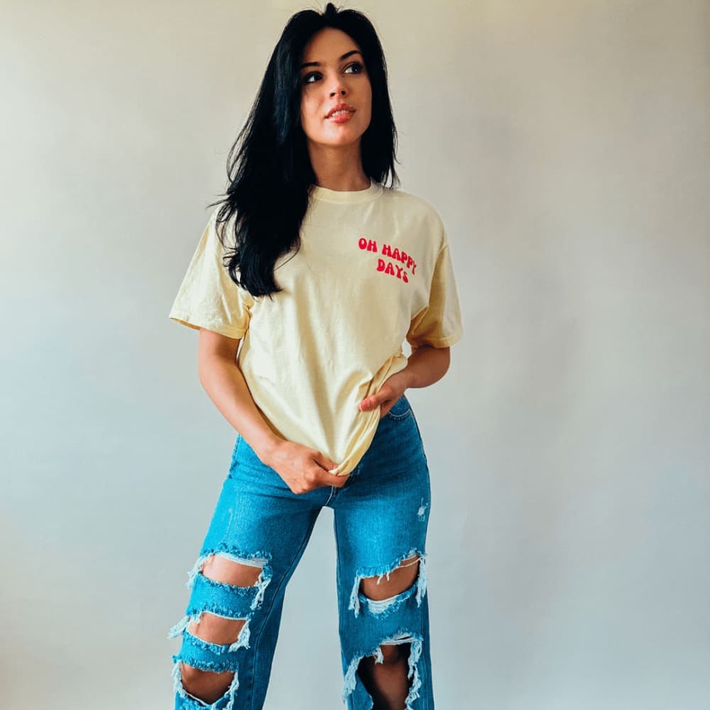 Oh Happy Days Tee - Butter Yellow - NEW