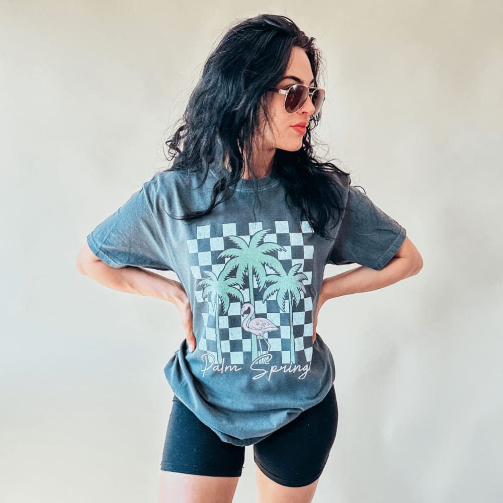 Palm Springs Checkerboard Tee - Mommy Apparel