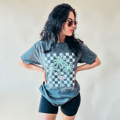 Palm Springs Checkerboard Tee - Mommy Apparel