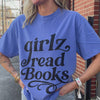 woman wearing girlz read books tee