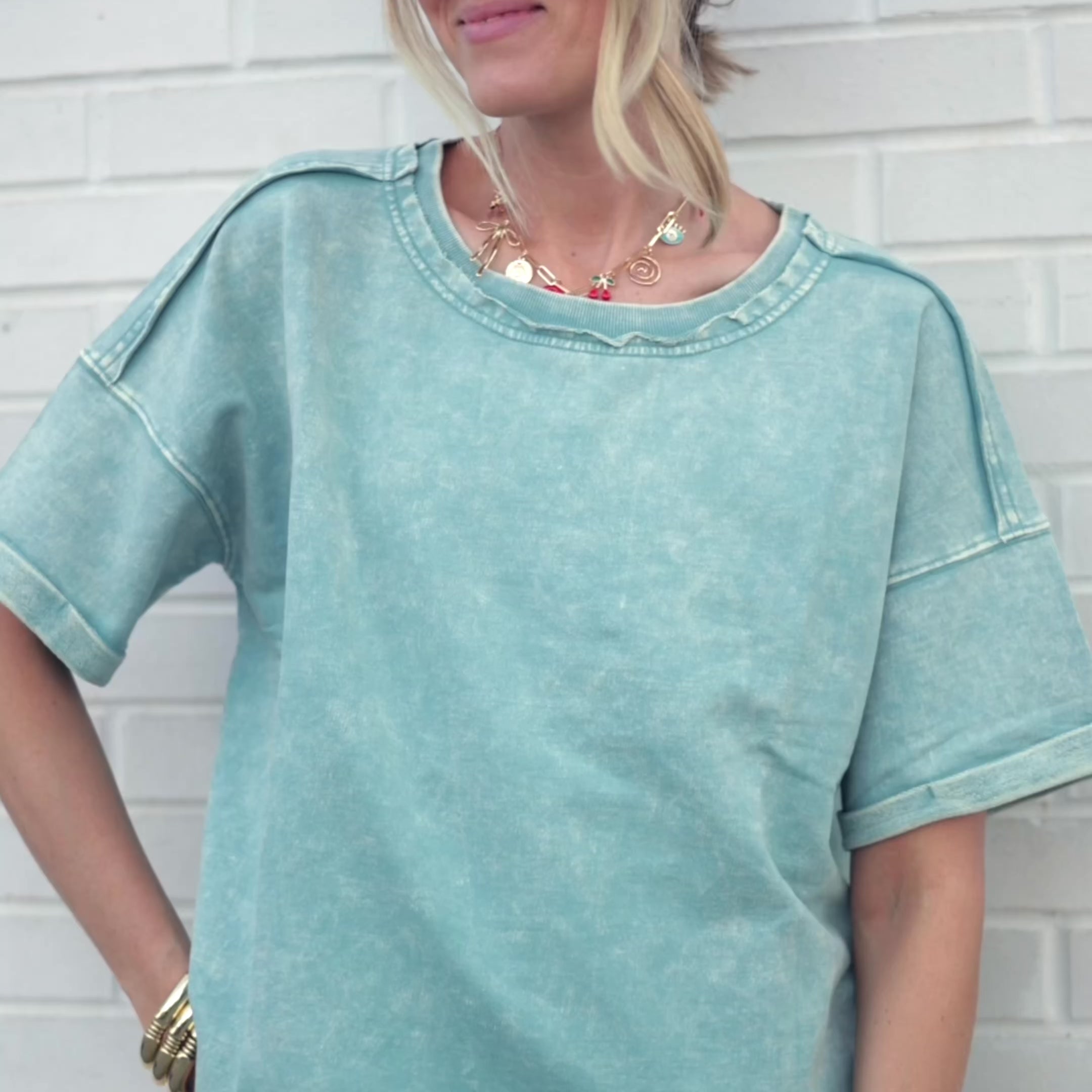 Dolly Terry Cropped Tee - Fuchsia