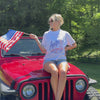 model wearing Lady Liberty Relaxed Boxy Tee