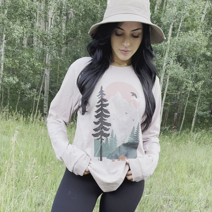 Forest Scene Long Sleeve - Pink Gravel