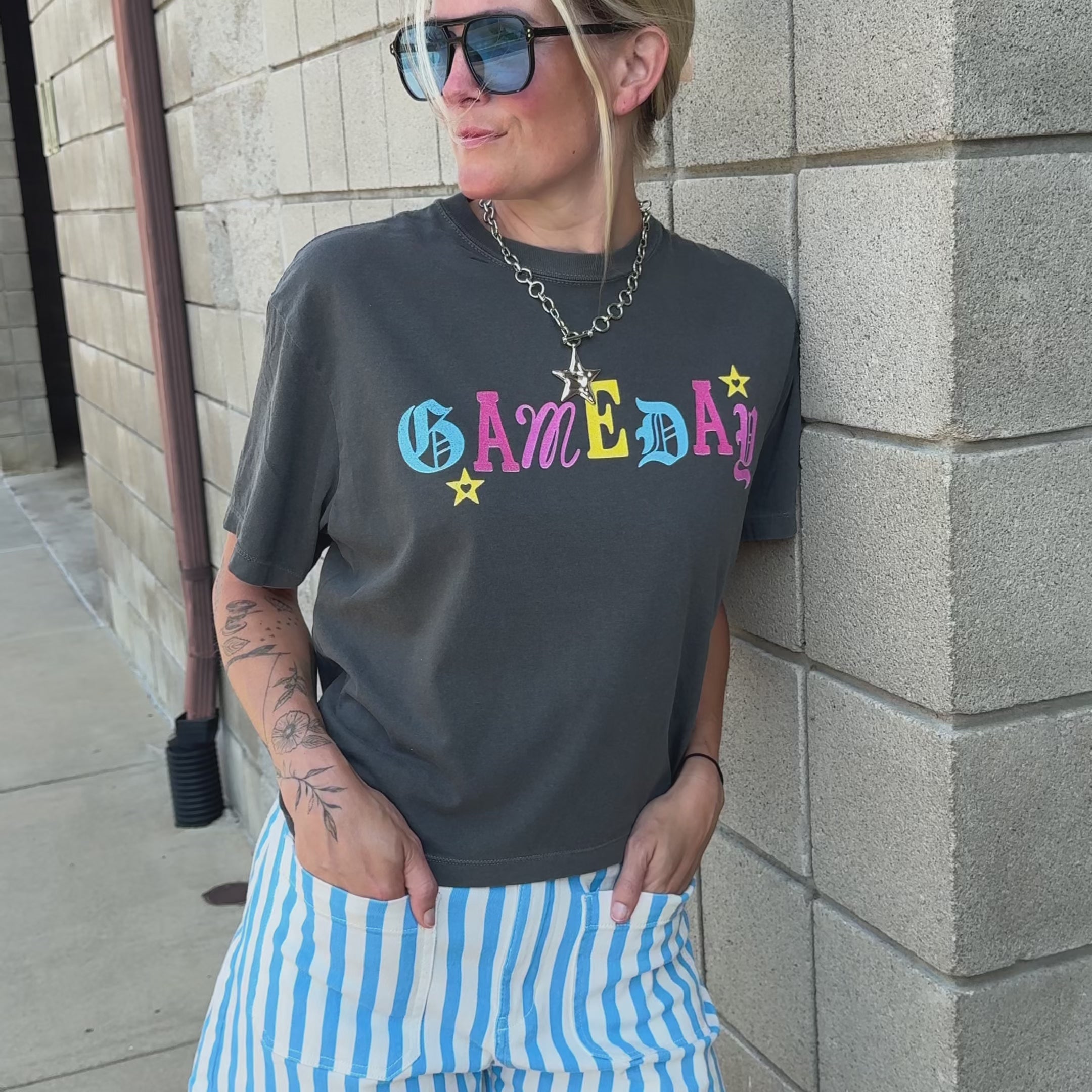 Colorful Gameday Cropped Tee