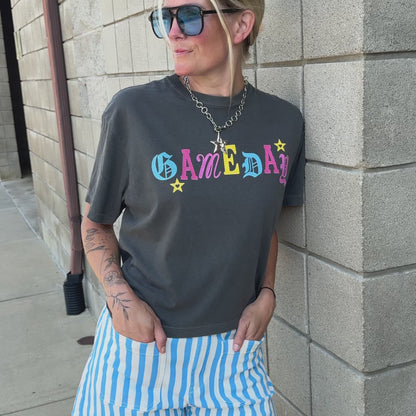 Colorful Gameday Cropped Tee