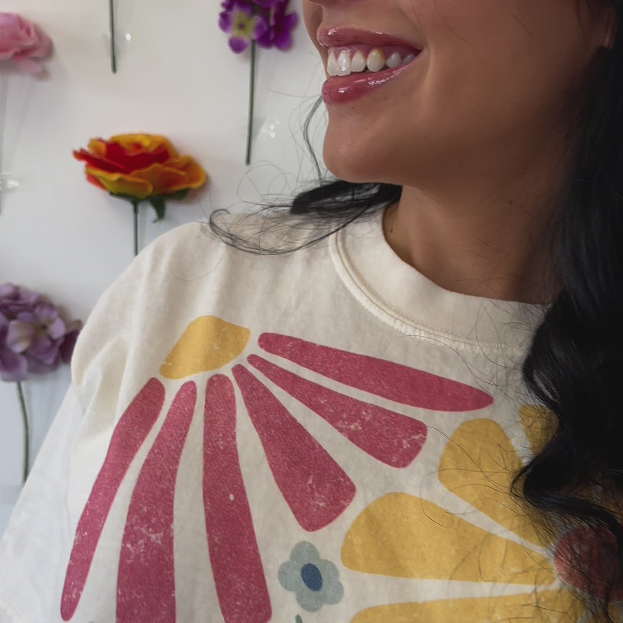 Colorful Retro Flowers Tee