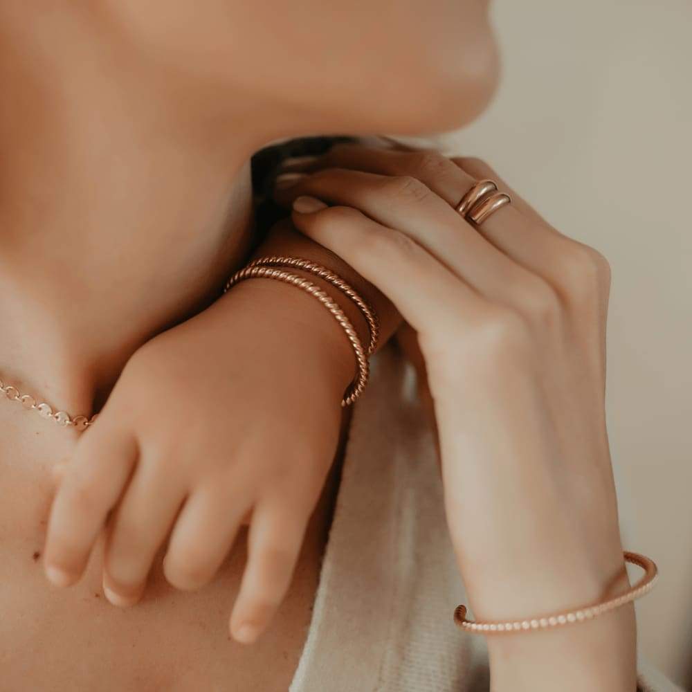 Woven Twisted Rose Gold Mama + Me Set - Baby Bangles