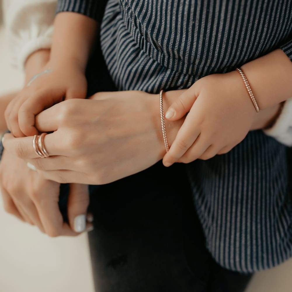 Woven Twisted Rose Gold Mama + Me Set - Baby Bangles