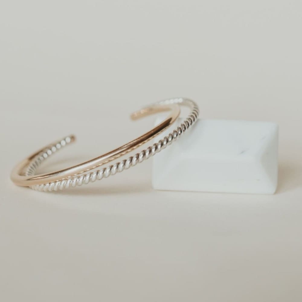 Gold & Twisted Silver Women’s Stack - Mommy Bangles
