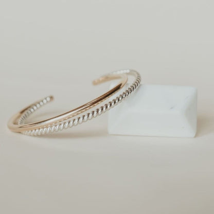 Gold & Twisted Silver Women’s Stack - Mommy Bangles