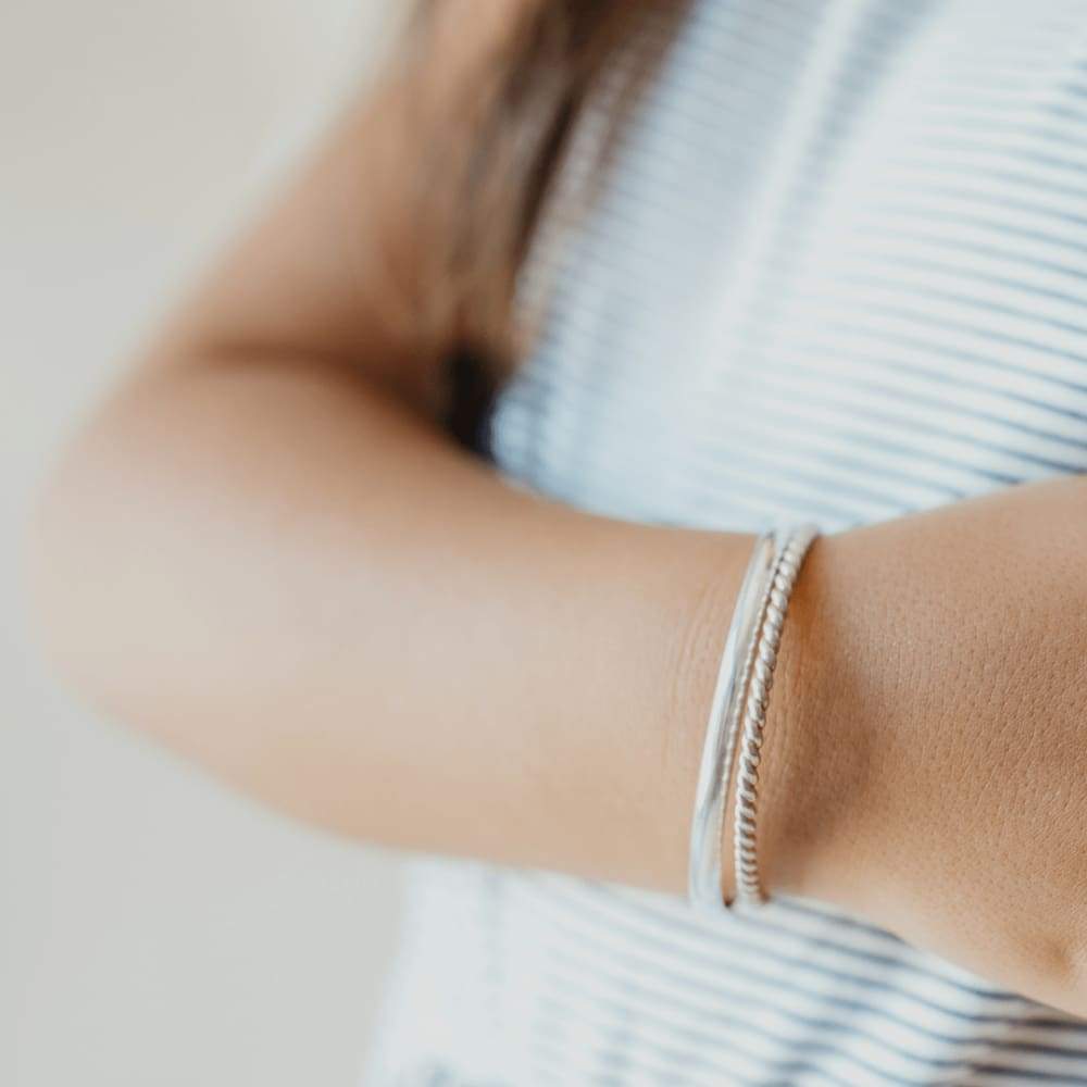 Baby Bangles Honor Half Round & Twisted Silver Stack