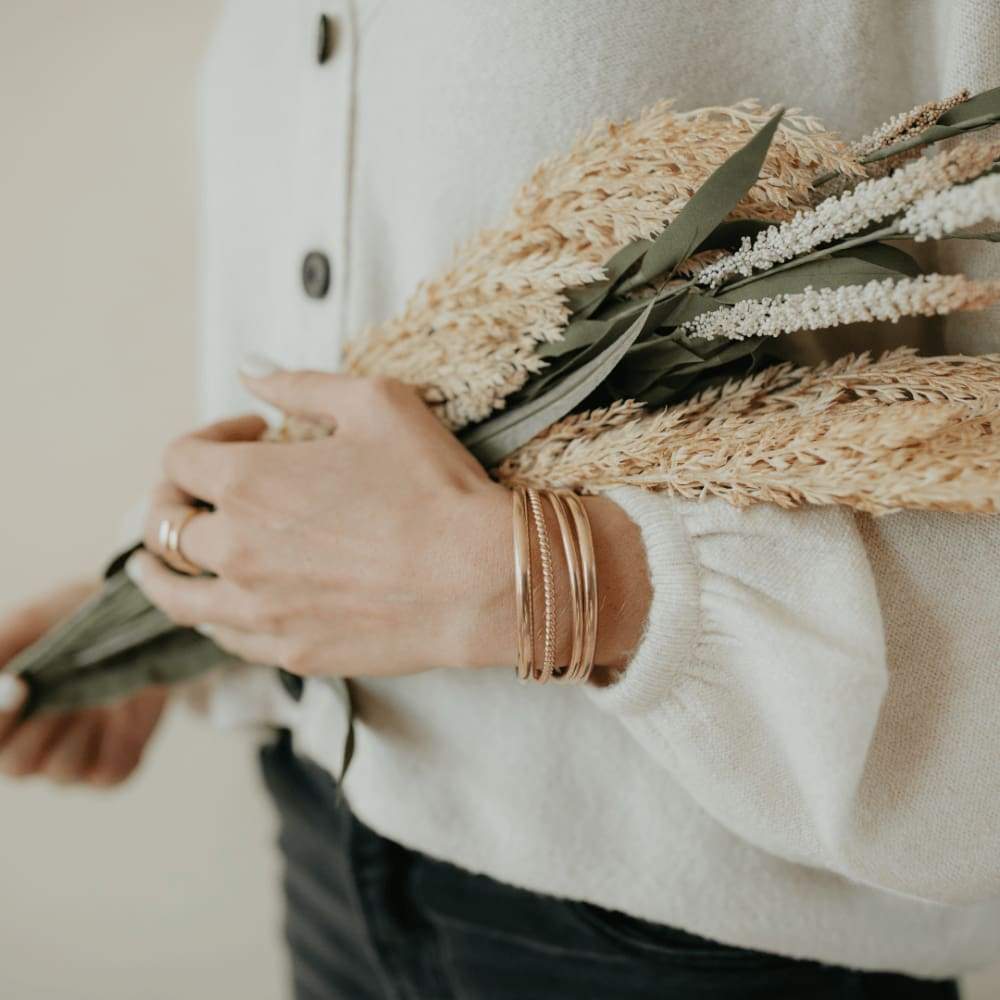 Woven Twisted Rose Gold Women’s Bangle - Women’s Bangles