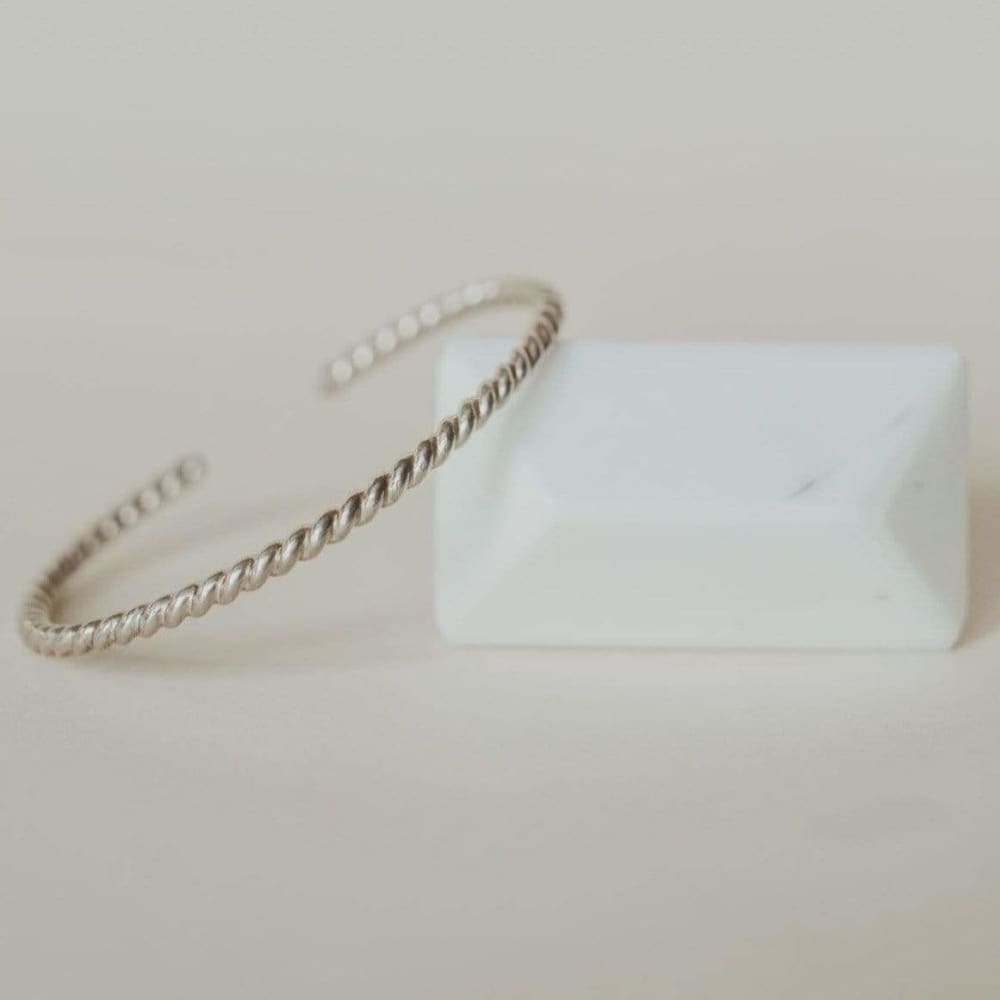 Woven - Twisted Silver Baby Bangle
