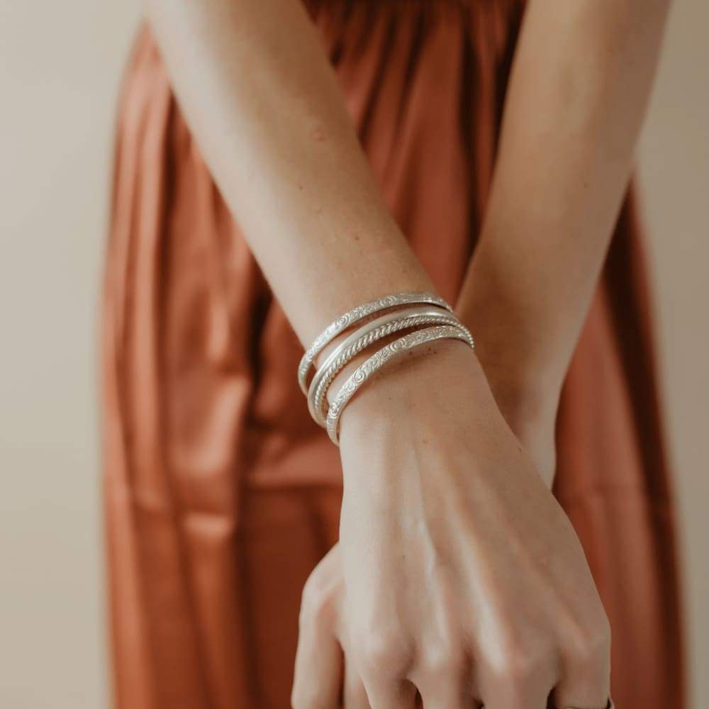 Woven Twisted Sterling Silver Women’s Bangle - Women’s Bangles